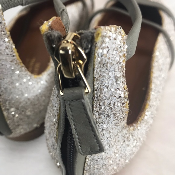 Malone Souliers Off White Glitter Robyn Flats sz 7 - Picture 6 of 11